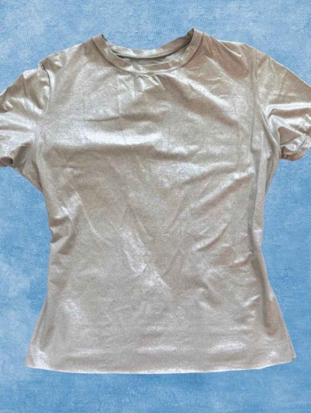 SKIMS Metallic Silver Short Sleeve Crewneck Tee